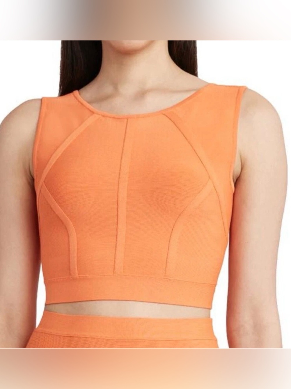 BCBG MaxAzria Y2K orange v neck iconic bandage 2000s crop top | Size S
